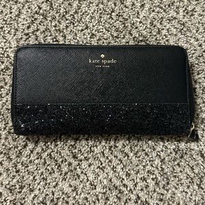 Kate Spade Black Accordion Glitter Neda Wallet